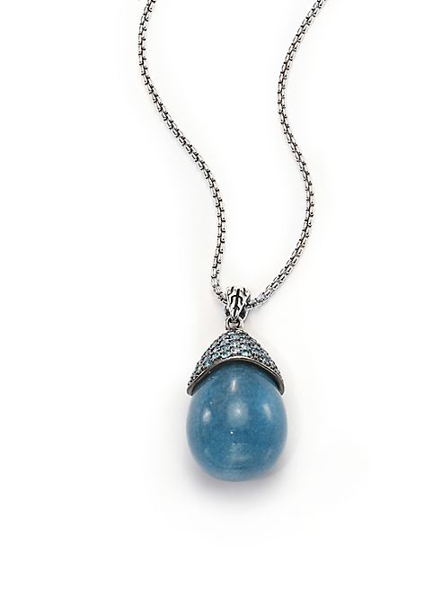 John Hardy - Classic Chain Blue Quartz, Swiss Blue Topaz & Sterling Silver Pendant Necklace