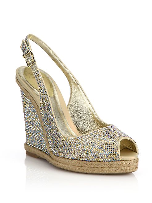 Rene Caovilla - Strass Espadrille Wedge Slingback Sandals