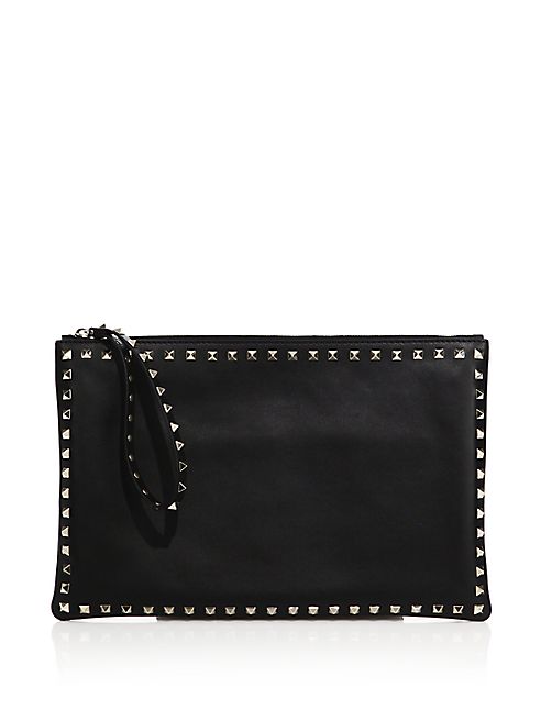 Valentino - Rockstud Leather Zip Clutch