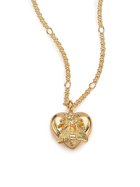 Gucci - 18K Yellow Gold Bee Heart Pendant Necklace