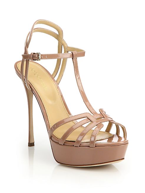 Sergio Rossi - Ines Patent T-Strap Platform Sandals