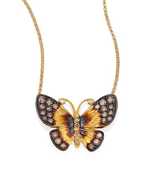 Annoushka - Butterflies Diamond & 18K Yellow Gold Pendant Necklace