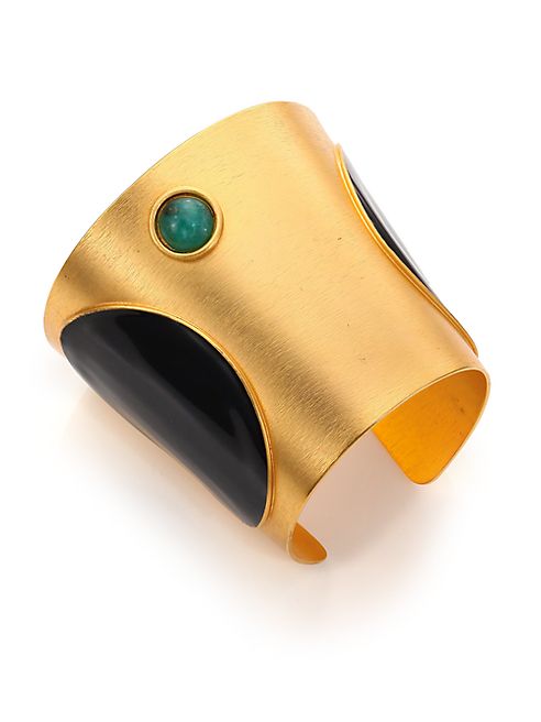 Paula Mendoza - Tapered Emerald & Enamel Cuff Bracelet