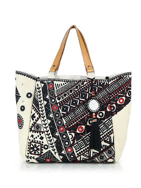 Star Mela - Dara Embroidered Mirror Canvas Tote