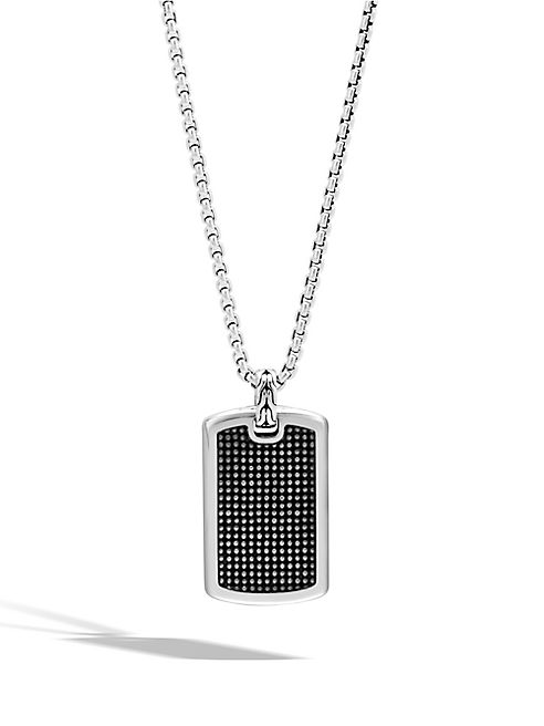 John Hardy - Sterling Silver and Black Rhodium Dog Tag Pendant