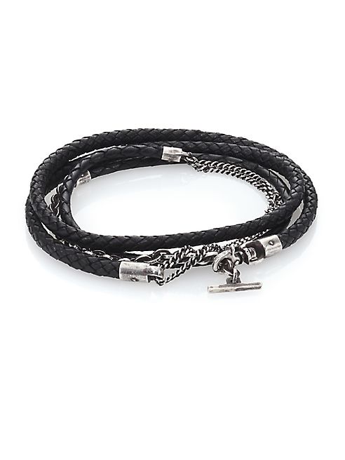 Title of Work - Sterling Silver & Leather Wrap Bracelet