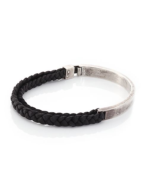 Title of Work - Sterling Silver & Braided Leather Bracelet