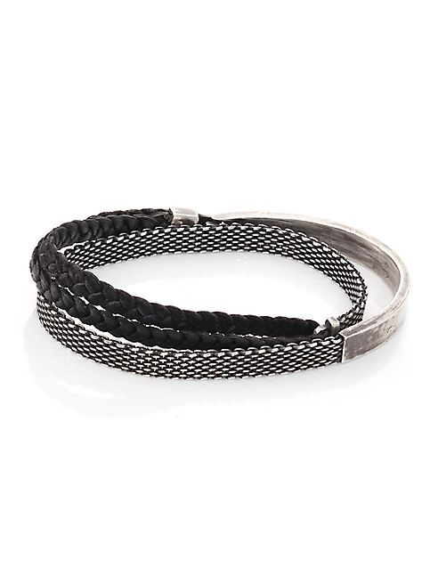 Title of Work - Sterling Silver & Leather Wrap Bracelet