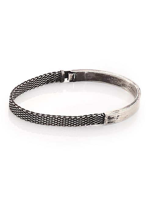 Title of Work - Sterling Silver Mesh & Solid Bracelet