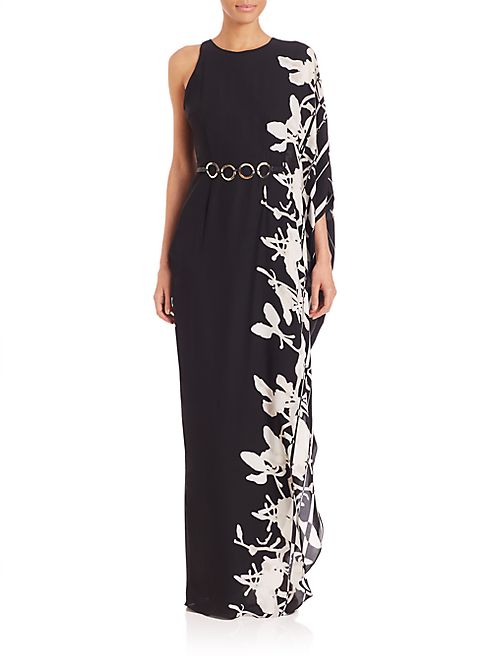 Halston Heritage - One Sleeve Printed Gown