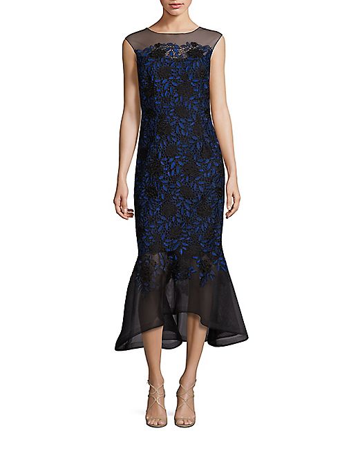 Teri Jon by Rickie Freeman - Illusion Lace Midi Dress