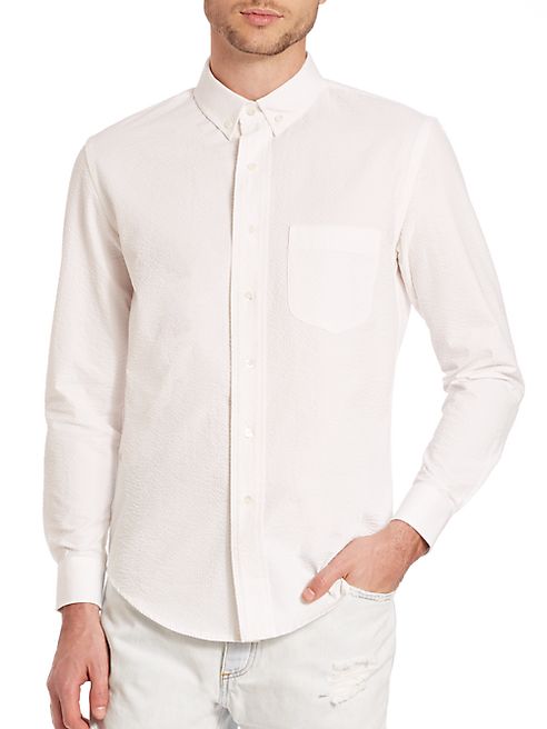 Palm Angels - Seersucker Logo Button-Down Shirt