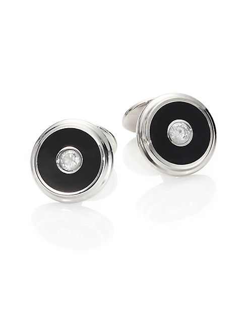 David Donahue - Sterling Silver, Enamel & Crystal Cuff Links