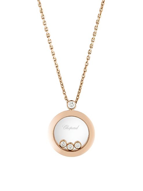 Chopard - Happy Diamond & 18K Rose Gold Round Pendant Necklace