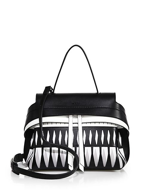 Tod's - Wave Mini Two-Tone Laser-Cut Leather Satchel