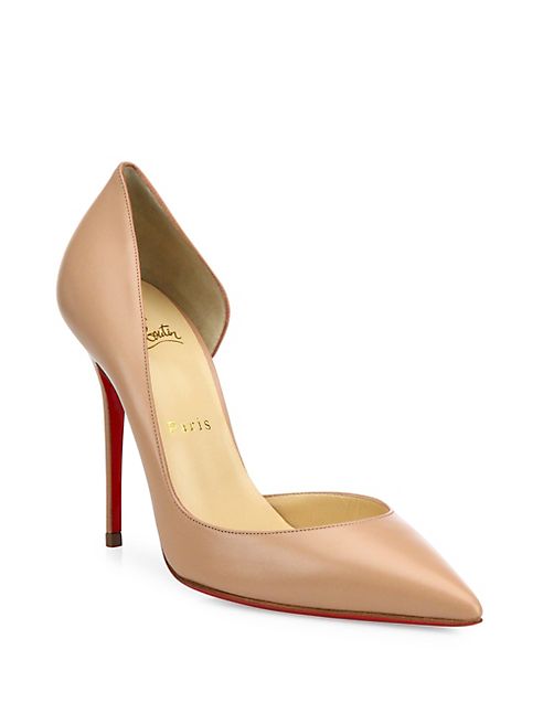 Christian Louboutin - Iriza 100 Half d'Orsay Leather Pumps