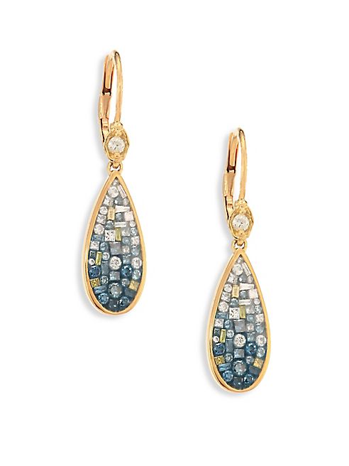 Plevé - Marine Ombré Diamond & 18K Yellow Gold Teardrop Earrings