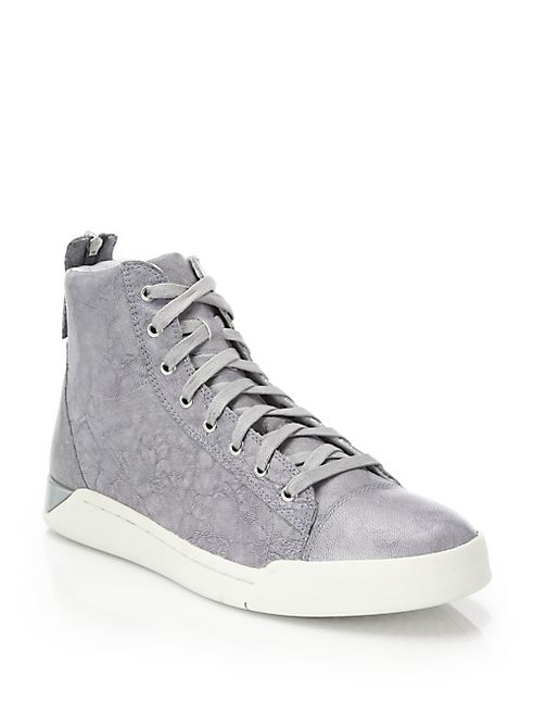 Diesel - Tempus Diamond Washed Leather High-Top Sneakers