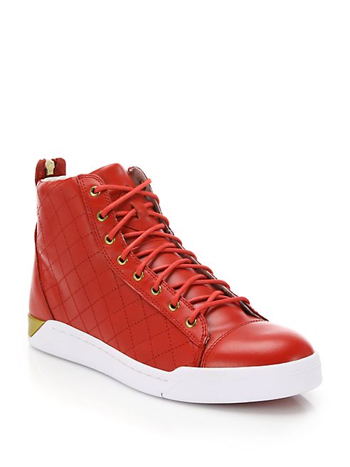 Diesel - Tempus Diamond Leather High-Top Sneakers