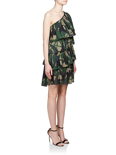 Sonia Rykiel - Ruffled One-Shoulder Camo Dress