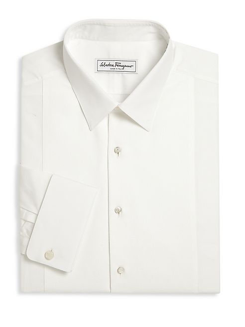 Salvatore Ferragamo - Diamond Textured Derby Fit Dress Shirt