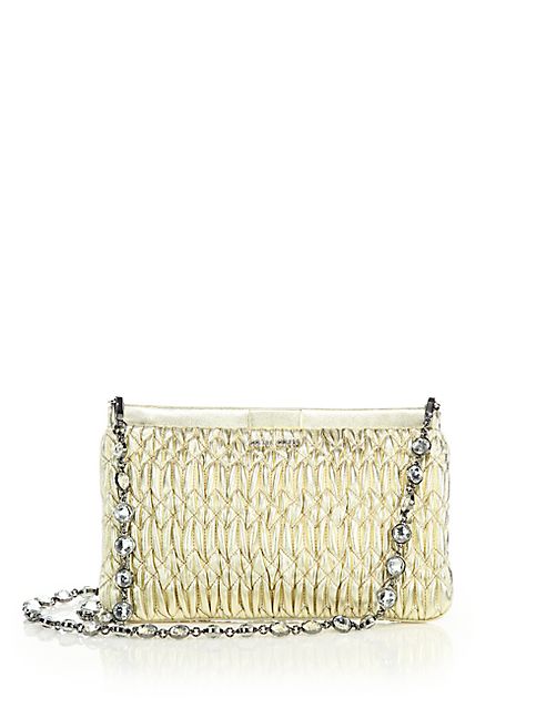 Miu Miu - Metallic Matelasse Leather Shoulder Bag