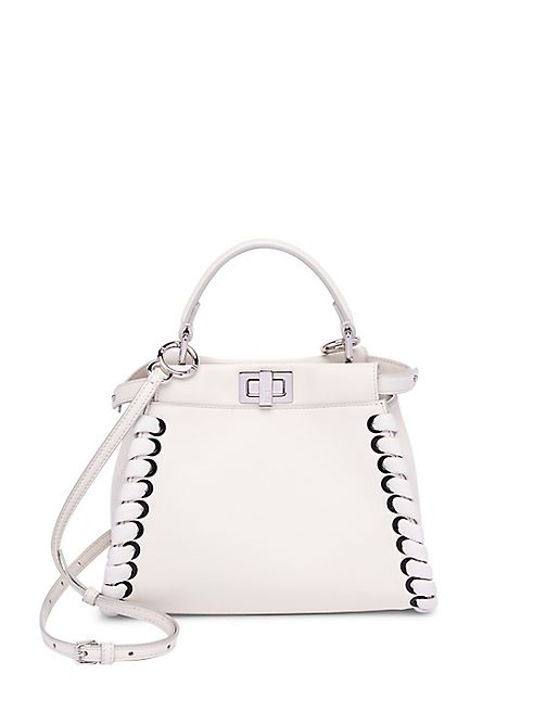 Fendi - Peekaboo Mini Lace-Up Leather Satchel