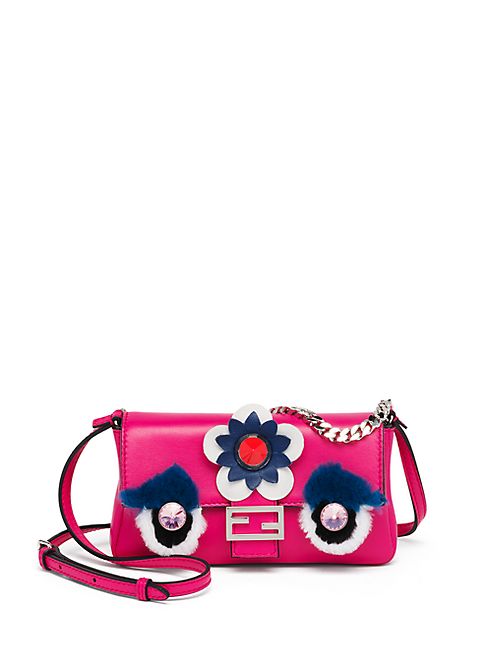 Fendi - Embellished Rabbit Fur & Leather Micro Buggie Baguette