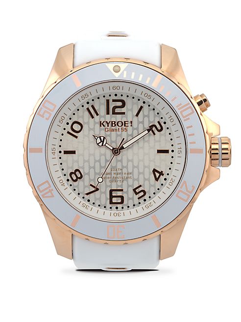 KYBOE! - Rose Goldtone Stainless Steel Silicone Strap Watch