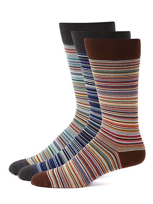 Paul Smith - Multistripe Dress Socks/3-Pack