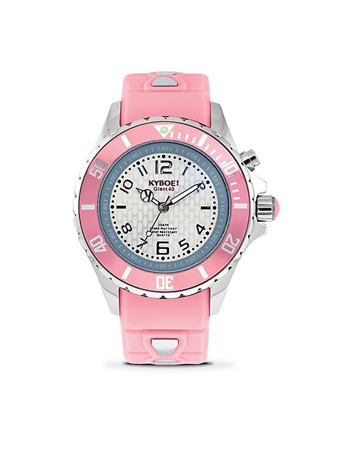 KYBOE! - Power Silver Dawn Pink Silicone & Stainless Steel Strap Watch/40MM