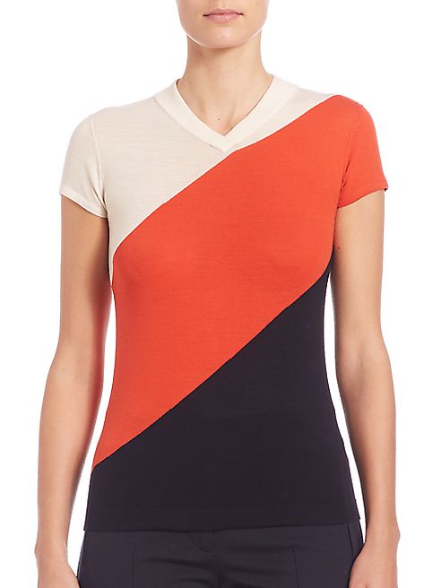 Akris punto - Diagonal Stripe V-Neck