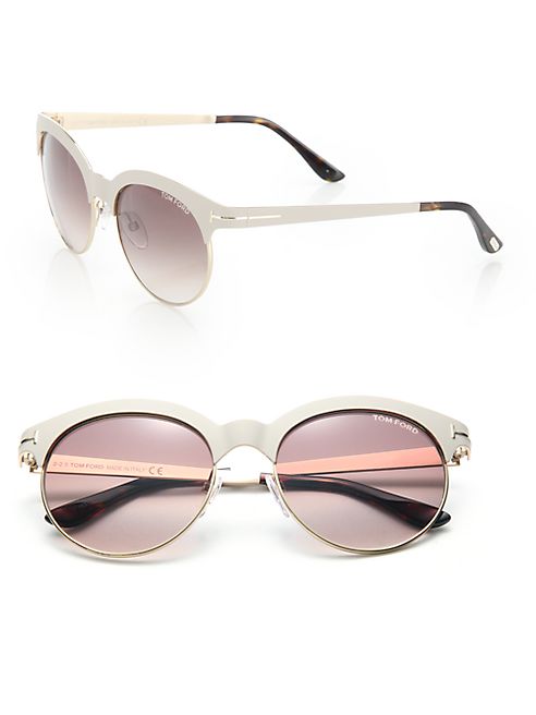 Tom Ford Eyewear - Angela 53MM Round Metal Sunglasses