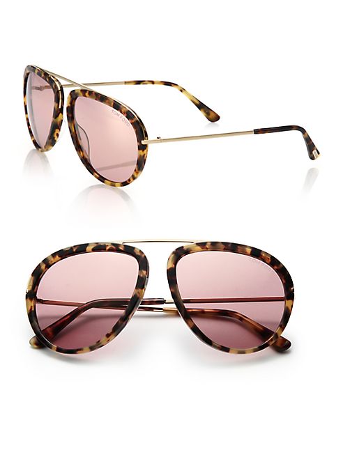 Tom Ford Eyewear - 57MM Aviator Acetate & Metal Sunglasses