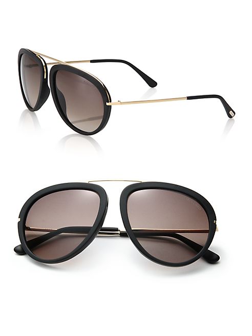 Tom Ford Eyewear - 57MM Aviator Acetate & Metal Sunglasses