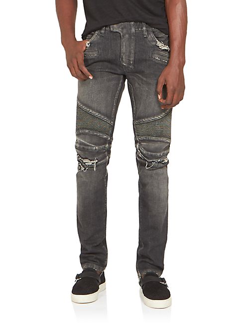 Balmain - Vintage Distressed Moto Jeans