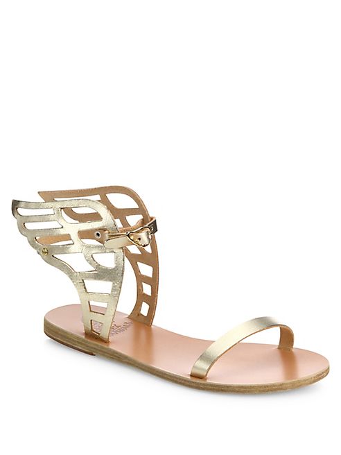 Ancient Greek Sandals - Ikaria Lace Metallic Leather Wing Sandals