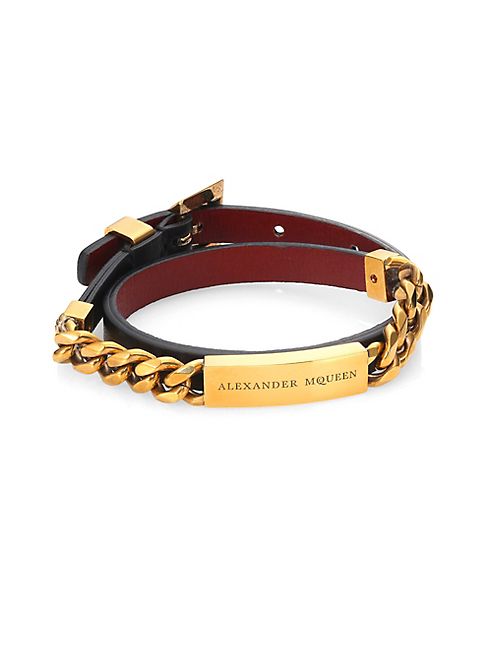 Alexander McQueen - Chain & Leather Double Wrap Bracelet