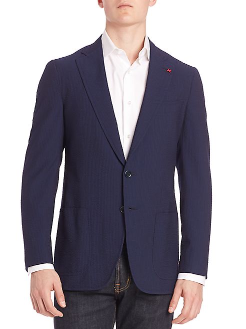 ISAIA - Tonal Striped Silk Blend Blazer