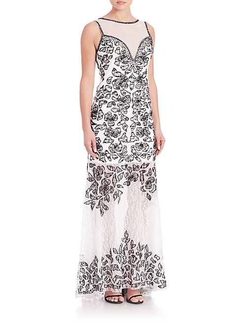 Sue Wong - Floral Lace Trumpet Gown