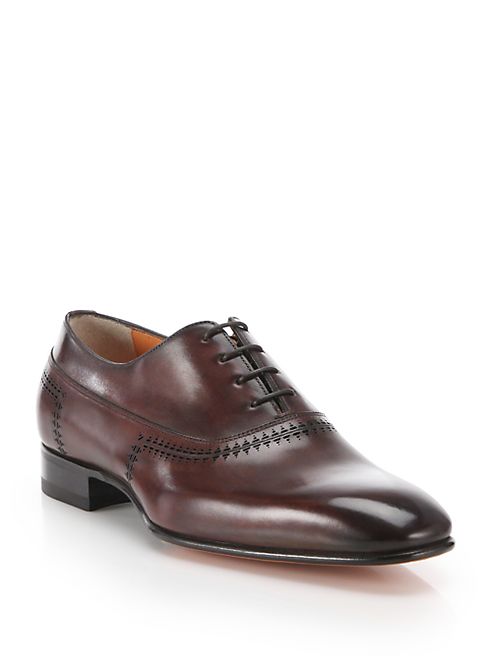 Santoni - Hand-Antiqued Leather Lace-Up Dress Shoes