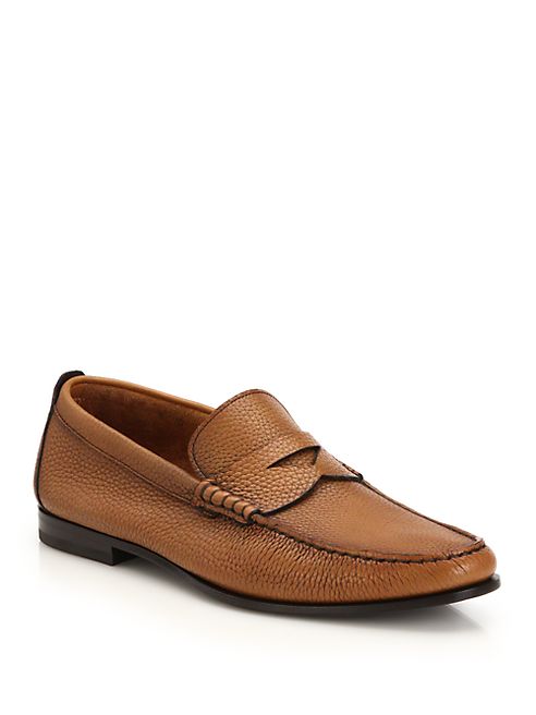 Santoni - Penny Leather Loafers