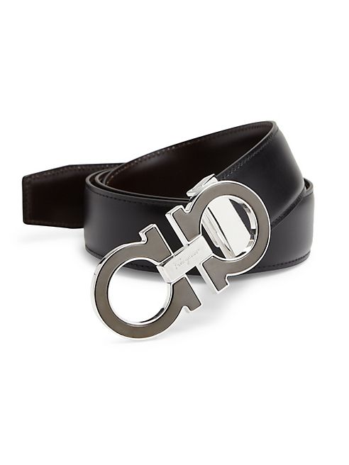 Salvatore Ferragamo - Leather Double Gancini Buckle Belt Set