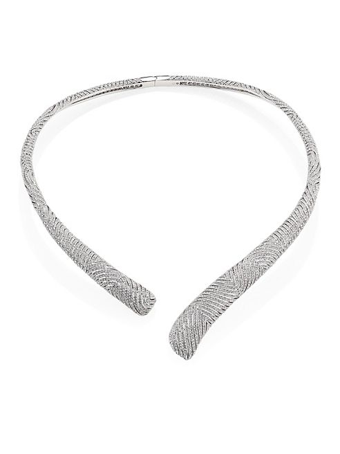 Adriana Orsini - Zen Pavé Crystal Collar Necklace/Silvertone