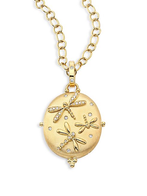 Temple St. Clair - Diamond & 18K Yellow Gold Dragonfly Locket