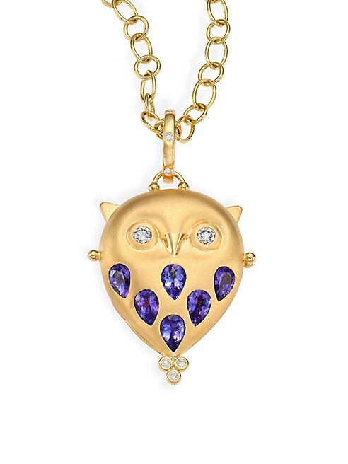 Temple St. Clair - Tanzanite, Diamond & 18K Yellow Gold Owl Locket