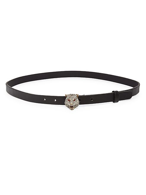 Gucci - Crystal Tiger Head Leather Belt