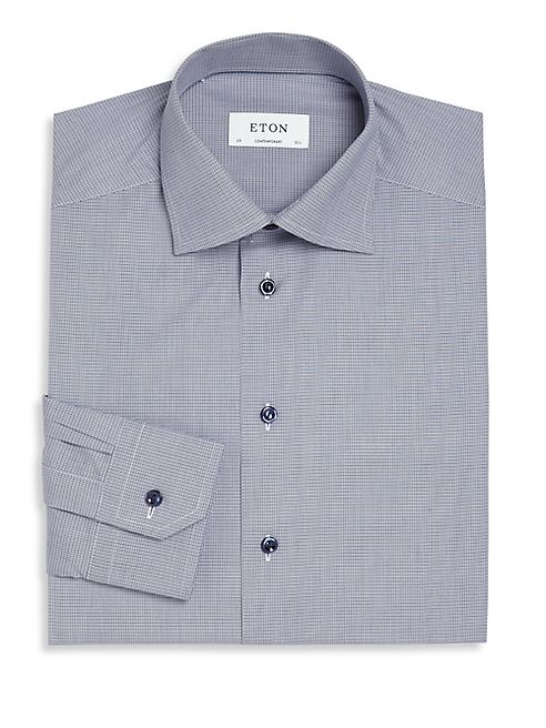 Eton - Navy Microcheck Button-Up