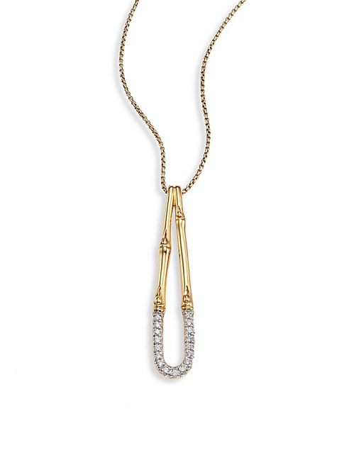 John Hardy - Bamboo Diamond & 18K Yellow Gold Hoop Pendant Necklace