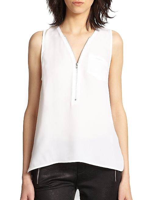 The Kooples - Silk Zip Tank